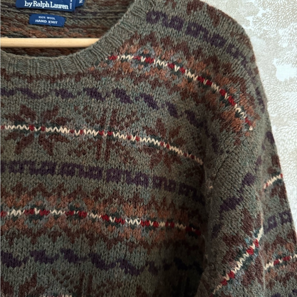 Vintage Ralph Lauren 100% Wool Hand knit Fair Isle Knit - Picture 4 of 9